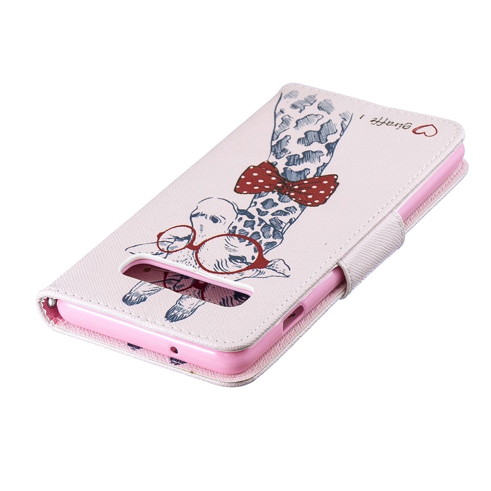 Pattern Printing PU Leather Protection Cell Phone Case for Samsung Galaxy S10 - Giraffe Wearing Glasses-7