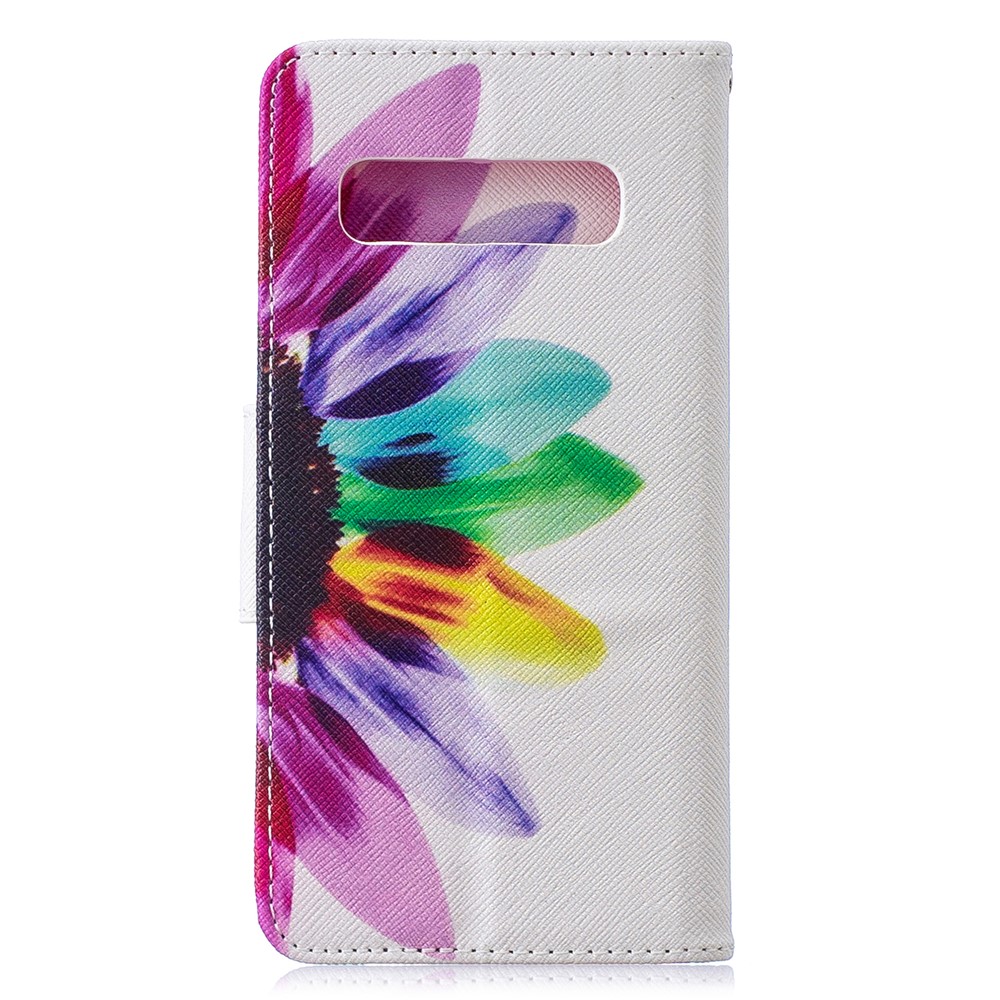 Carcasa Del Teléfono Celular Con Protección De Cuero De PU Para Samsung Galaxy S10 - Patrón De Pétalos-3