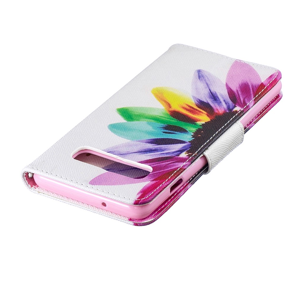 Carcasa Del Teléfono Celular Con Protección De Cuero De PU Para Samsung Galaxy S10 - Patrón De Pétalos-7