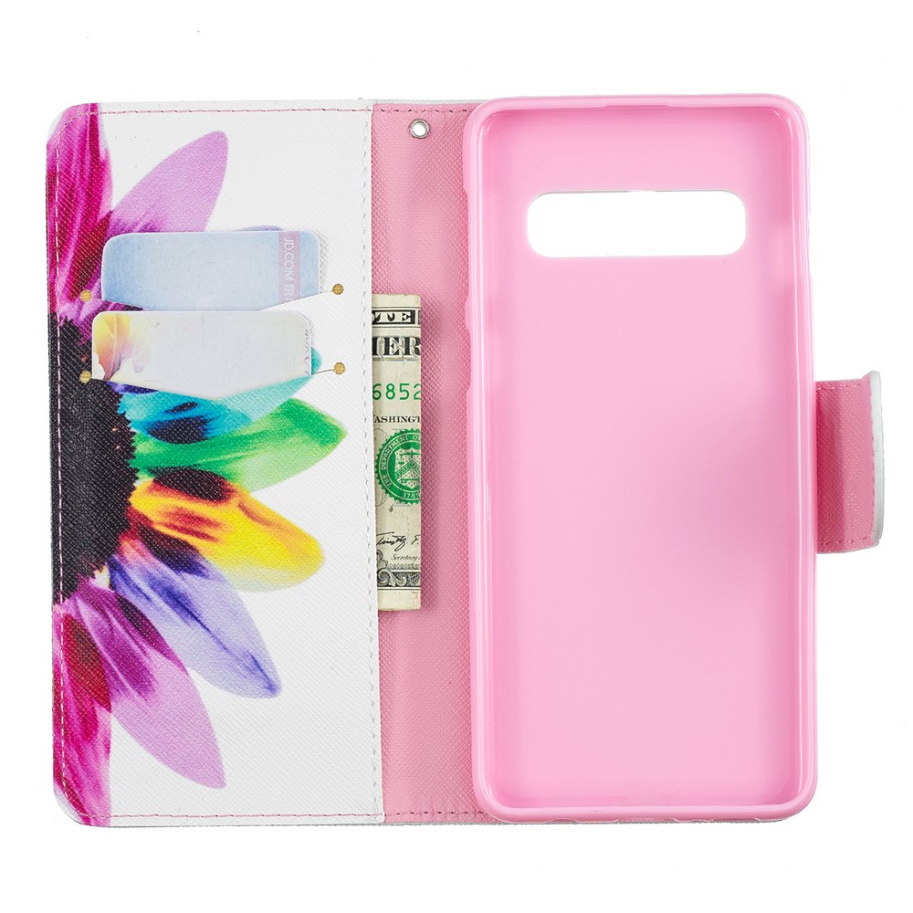 Carcasa Del Teléfono Celular Con Protección De Cuero De PU Para Samsung Galaxy S10 - Patrón De Pétalos-8