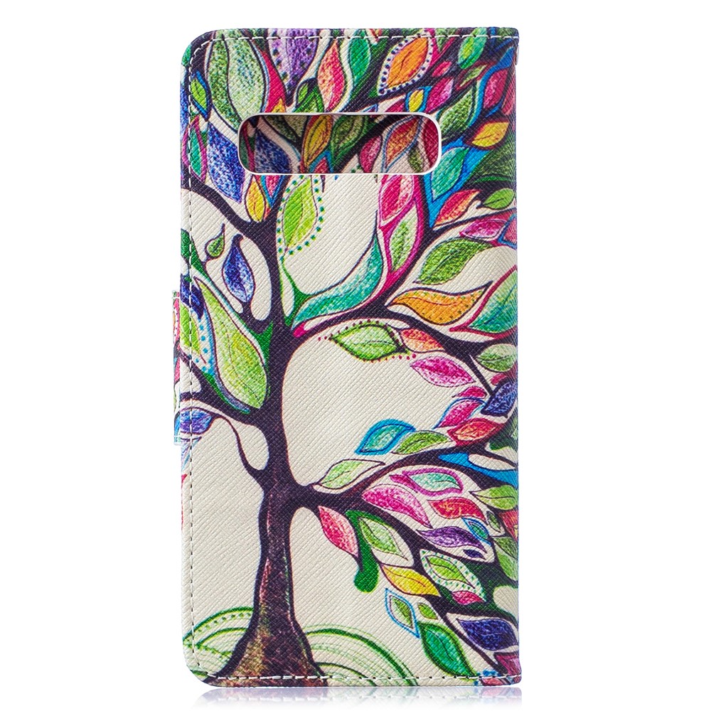 Pattern Printing PU Leather Protective Case for Samsung Galaxy S10 - Colorized Tree-3