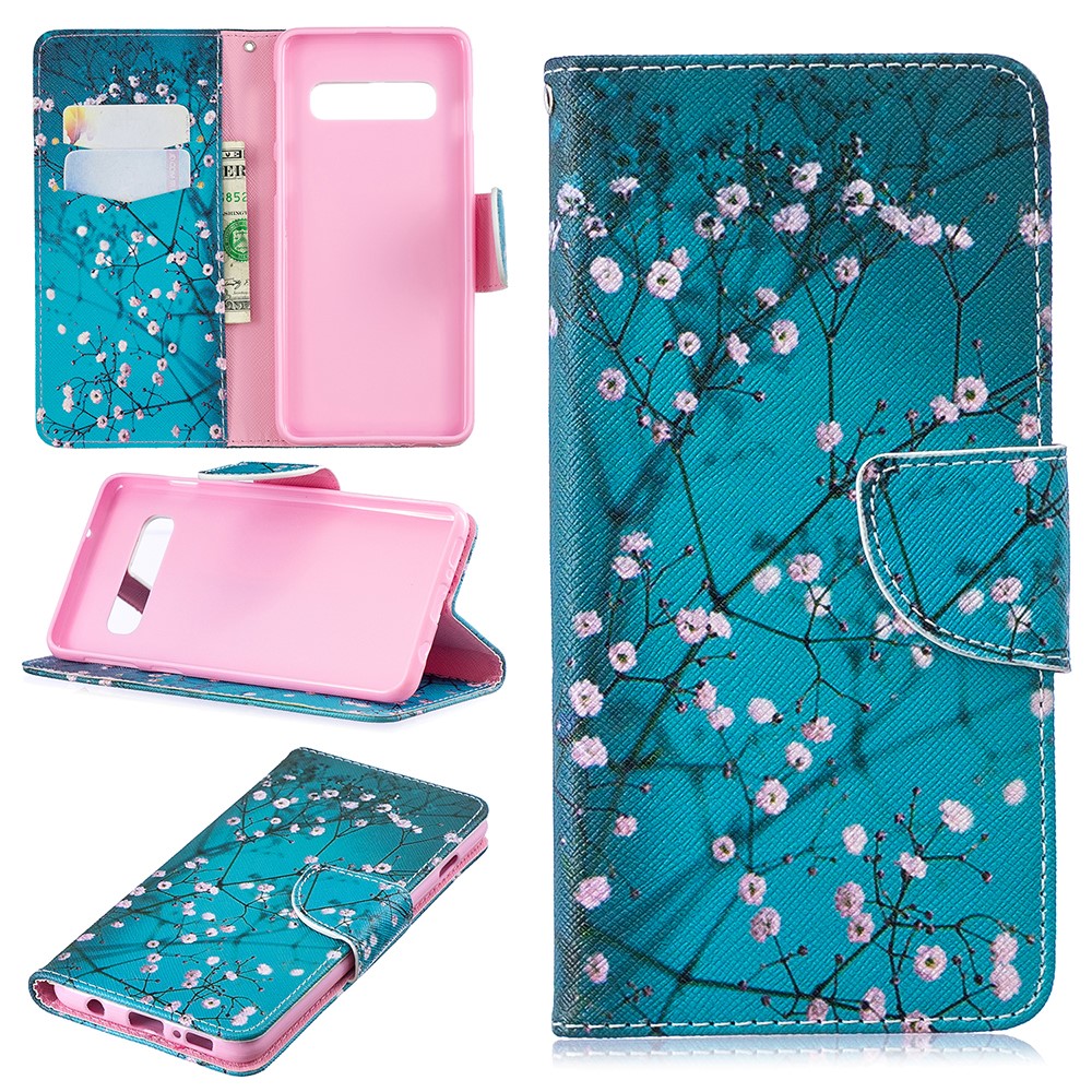 Impressão Padrão PU Capa Protetora De Couro Para Samsung Galaxy S10 - Wintersweet-1