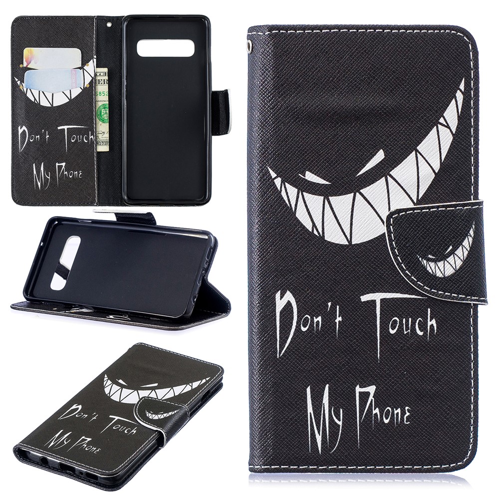 Cáscara Protectora De Cuero De PU De Impresión De Patrones Para Samsung Galaxy S10 - Cara Enojada-1