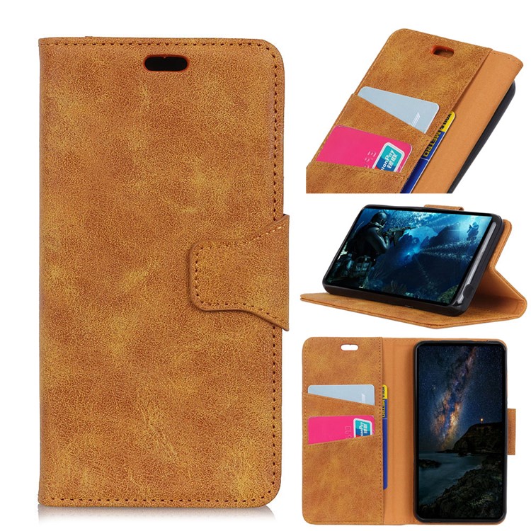 

Vintage Style Leather Wallet Shell for Samsung Galaxy S10 Plus - Brown, Galaxy S10 Plus