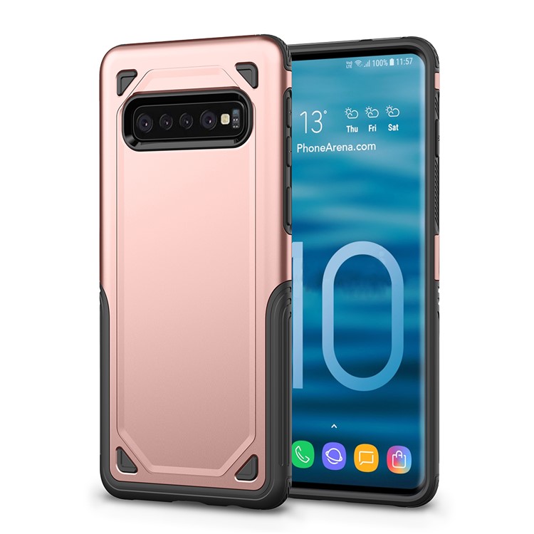 Гибридный прочный бронированный корпус pc + tpu для samsung galaxy s10 plus - розовое золото