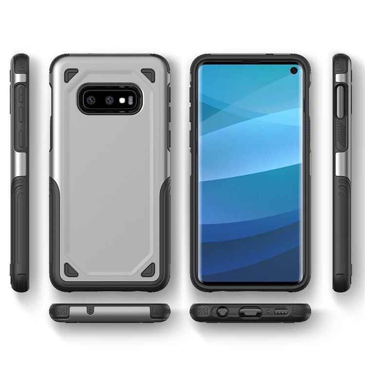 Hybrid PC + TPU Armor Rugged Case for Samsung Galaxy S10e - Silver-5