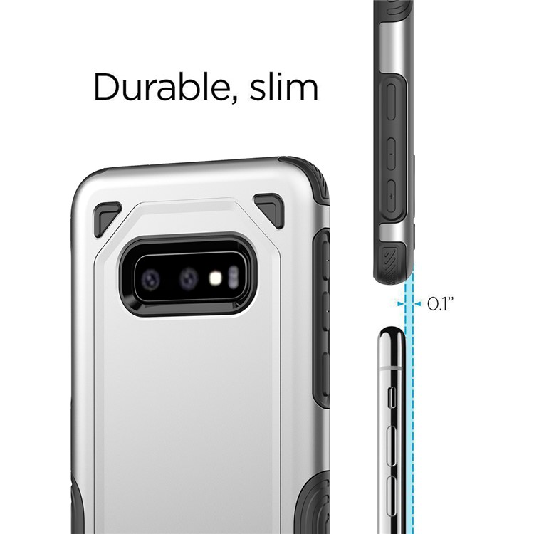 Hybrid PC + TPU Armor Rugged Case for Samsung Galaxy S10e - Silver-7