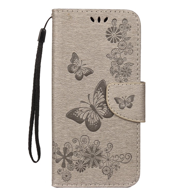 

Imprint Butterfly Flower Protective Leather Wallet Shell for Samsung Galaxy S10e - Grey, Galaxy S10e