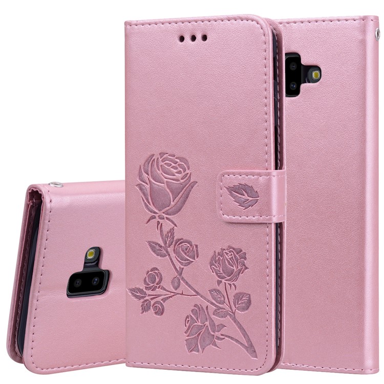 HAT PRINCE Imprinted Rose Pattern Leather Phone Case for Samsung Galaxy J6+ - Pink-1