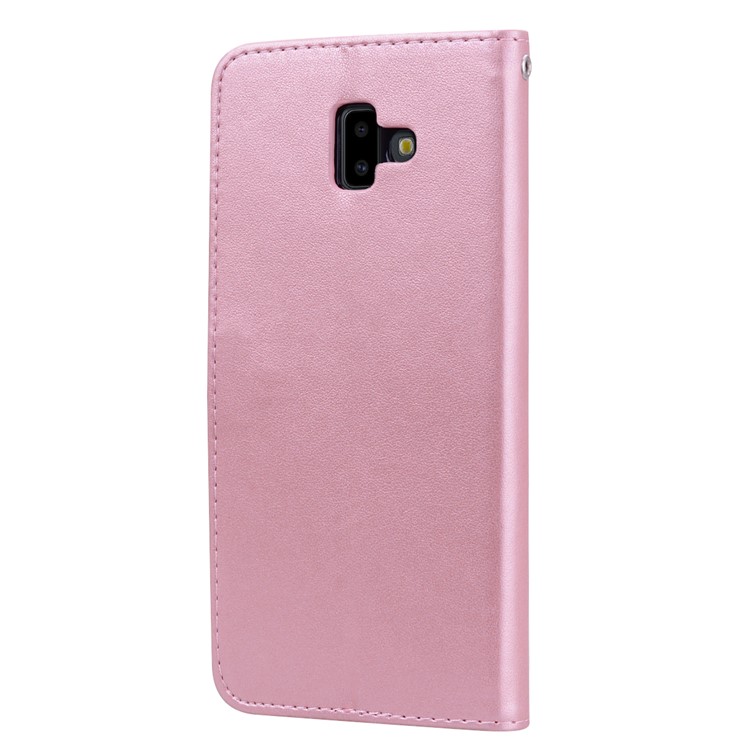 HAT PRINCE Imprinted Rose Pattern Leather Phone Case for Samsung Galaxy J6+ - Pink-3