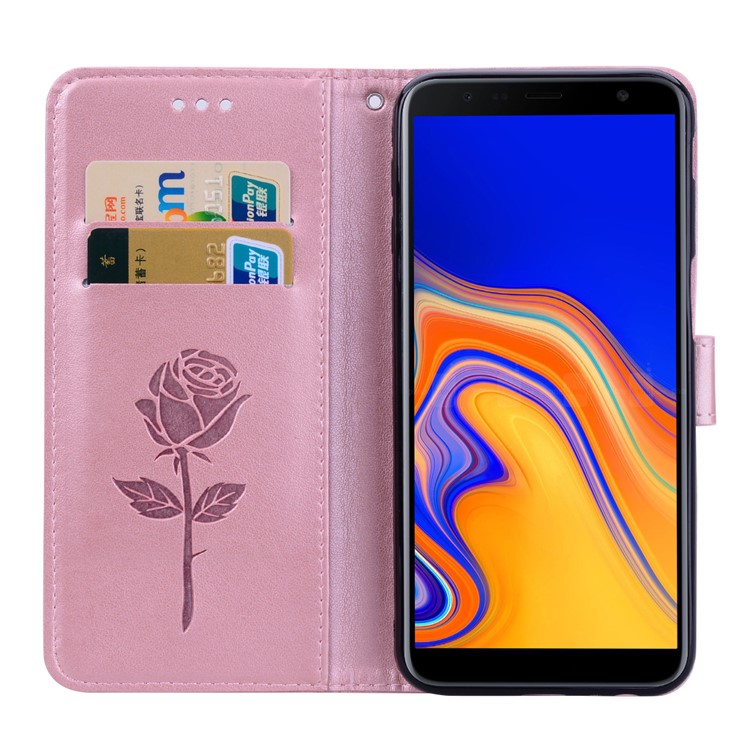 HAT PRINCE Imprinted Rose Pattern Leather Phone Case for Samsung Galaxy J6+ - Pink-5