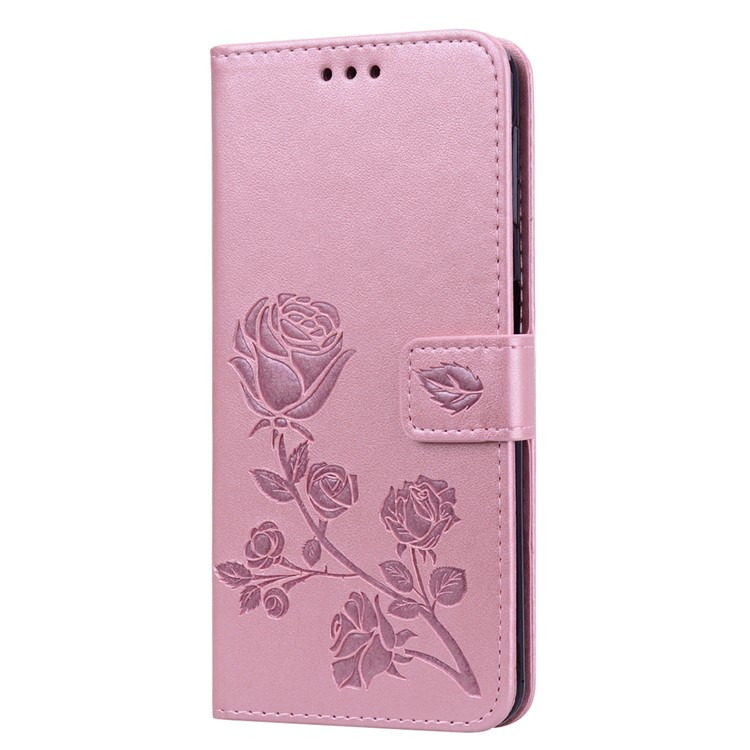 HAT PRINCE Imprinted Rose Leather Magnetic Case for Samsung Galaxy A7 (2018) - Pink-2