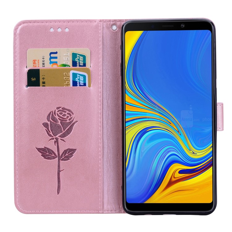 HAT PRINCE Imprinted Rose Wallet Leather Phone Case for Samsung Galaxy A9 (2018) / A9 Star Pro / A9s - Pink-5