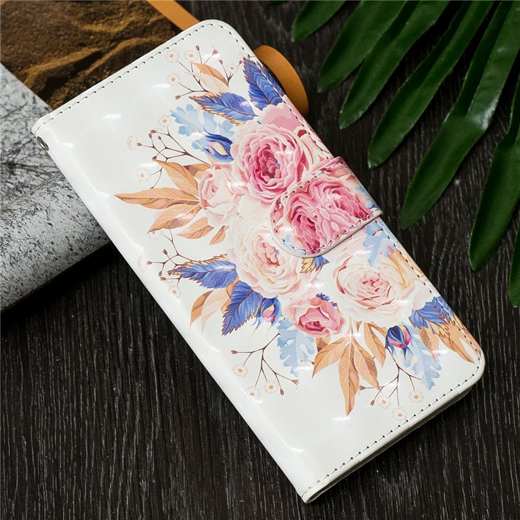 Patterned Light Spot Decor Leather Wallet Case for Samsung Galaxy J6 (2018) - Fresh Flower-1