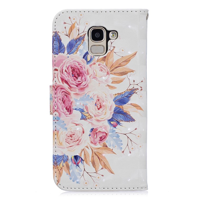 Patterned Light Spot Decor Leather Wallet Case for Samsung Galaxy J6 (2018) - Fresh Flower-3