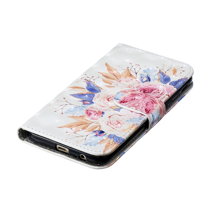 Patterned Light Spot Decor Leather Wallet Case for Samsung Galaxy J6 (2018) - Fresh Flower-5