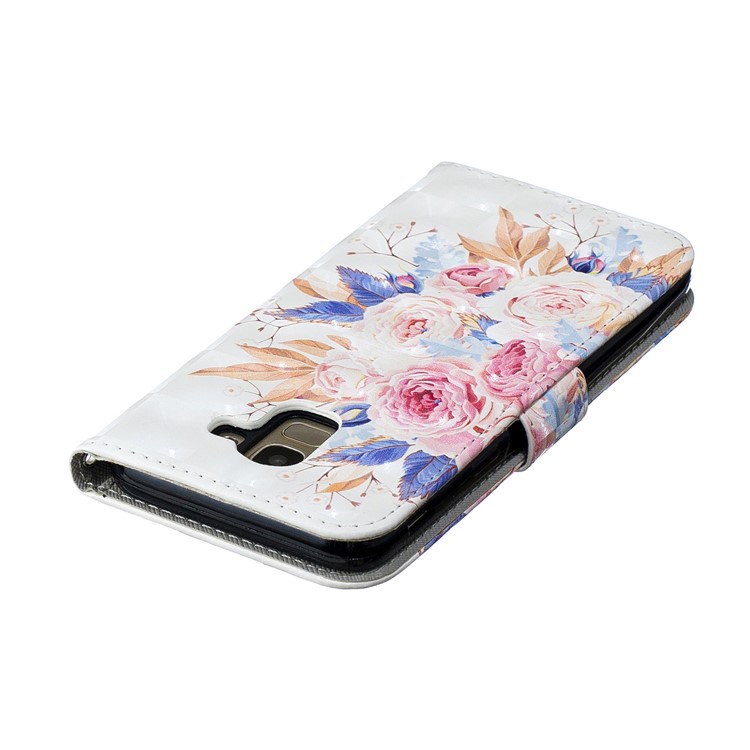 Patterned Light Spot Decor Leather Wallet Case for Samsung Galaxy J6 (2018) - Fresh Flower-6