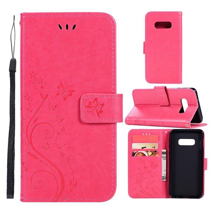 

Imprint Butterfly Flower Leather Wallet Cover for Samsung Galaxy S10 Plus - Rose, Galaxy S10 Plus
