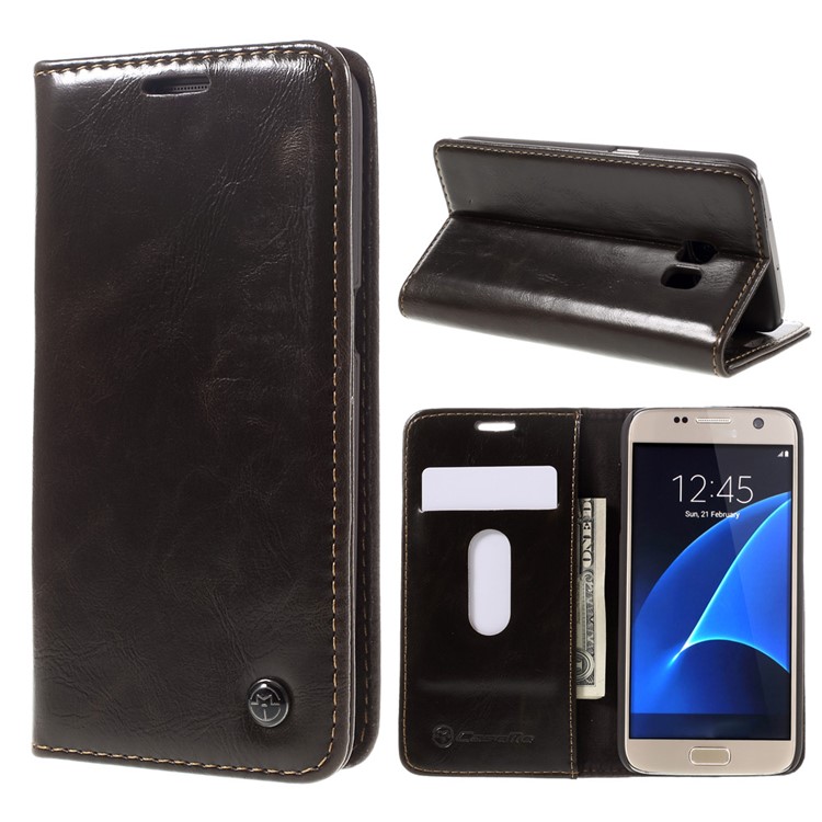 Caseme масляный воск кожаный флип чехол для галактики samsung s7 g930 - кофе