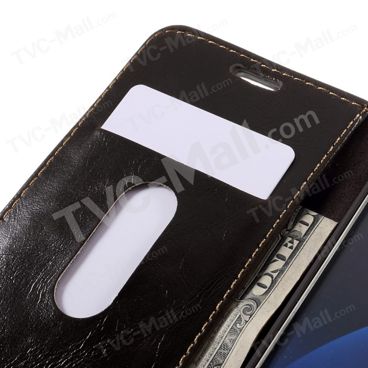 Couro CASEME Oil Wax Fique Flip Case para Samsung Galaxy S7 G930 - Coffee-10
