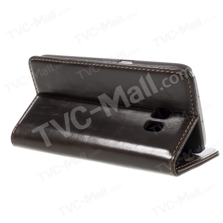 Couro CASEME Oil Wax Fique Flip Case para Samsung Galaxy S7 G930 - Coffee-5