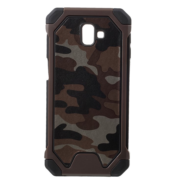 

Camouflage Leather Coated PC TPU Shockproof Protective Shell for Samsung Galaxy J6 Plus - Coffee, Galaxy J6+