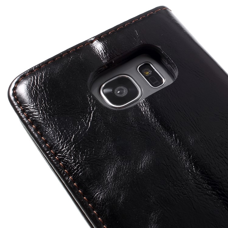CASEME Caixa De Caixa De Couro De Cera De Óleo Para Samsung Galaxy S7 Edge G935 - Preto-10
