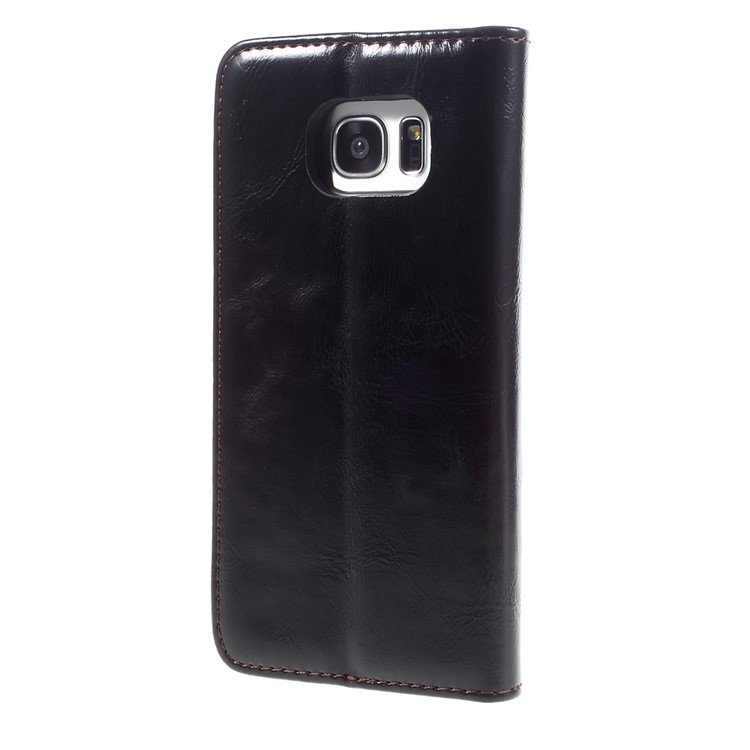 CASEME Caixa De Caixa De Couro De Cera De Óleo Para Samsung Galaxy S7 Edge G935 - Preto-2