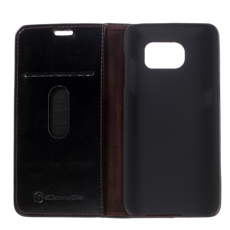 CASEME Caixa De Caixa De Couro De Cera De Óleo Para Samsung Galaxy S7 Edge G935 - Preto-7