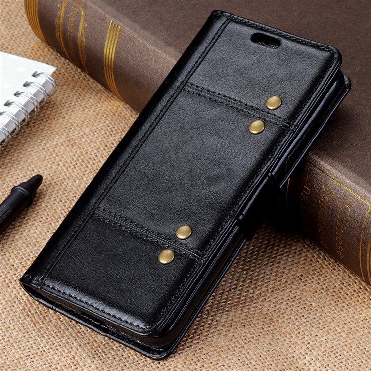 Rivet Decor Crazy Horse Leather Protection Case for Samsung Galaxy J4 Core - Black-2