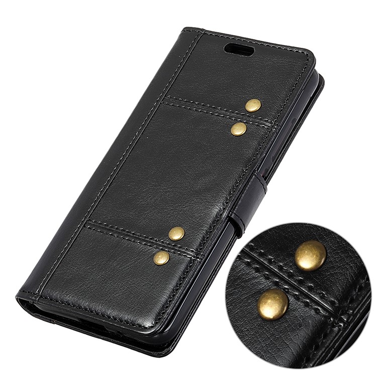 Rivet Decor Crazy Horse Leather Protection Case for Samsung Galaxy J4 Core - Black-4