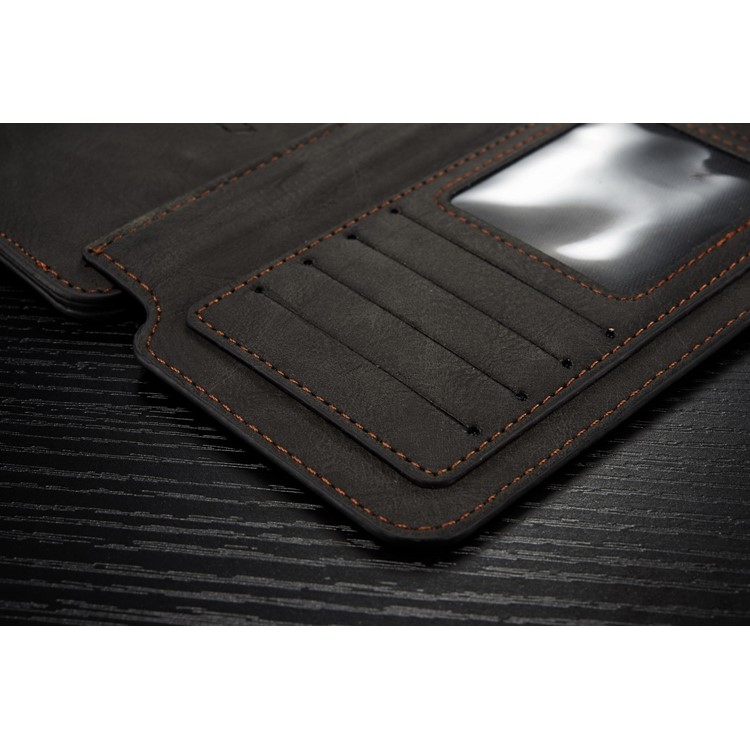 CASEME 2-in-1 Split Leather Multi-slot Wallet Case for Samsung Galaxy S7 G930 - Black-4