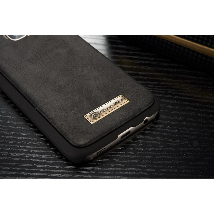 CASEME 2-in-1 Split Leather Multi-slot Wallet Case for Samsung Galaxy S7 G930 - Black-9