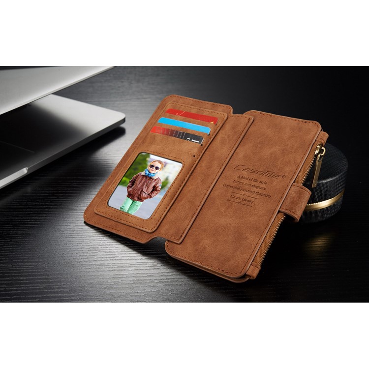 CASEME 2-in-1 Split Leder Multi-Slot Geldbörse für Samsung Galaxy S7 G930 - Braun-3