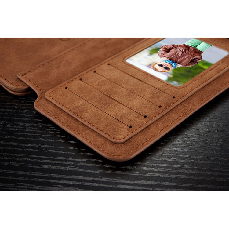 CASEME 2-in-1 Split Leder Multi-Slot Geldbörse für Samsung Galaxy S7 G930 - Braun-4