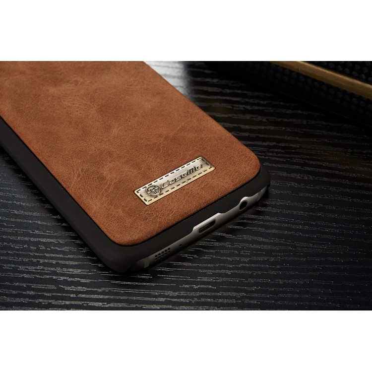 CASEME 2-in-1 Split Leder Multi-Slot Geldbörse für Samsung Galaxy S7 G930 - Braun-9