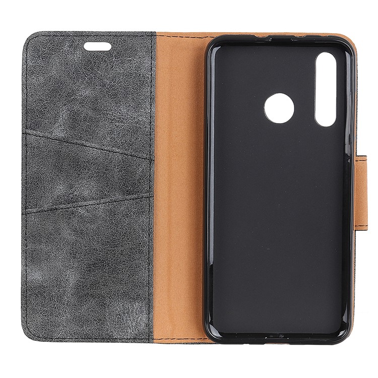 Vintage Style Split Leather Stand Magnetic Wallet Case for Samsung Galaxy A8s - Grey-5