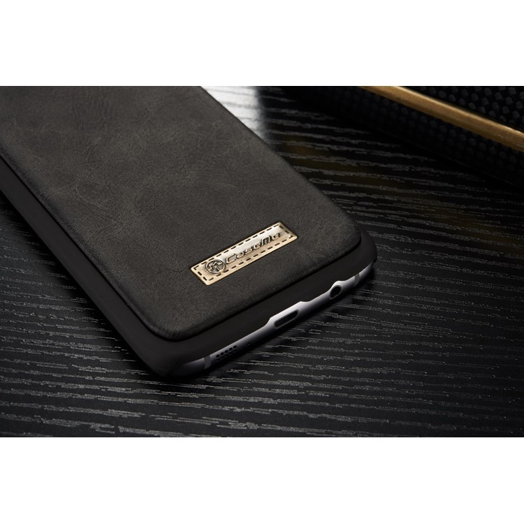 CASEME 14 Slots Destacáveis ??2-em-1 capa de carteira de couro dividida para Samsung Galaxy S7 edge G935 - Preto-14