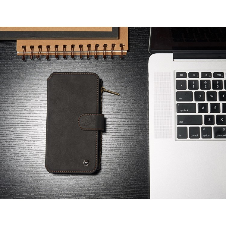 CASEME 14 Slots Destacáveis ??2-em-1 capa de carteira de couro dividida para Samsung Galaxy S7 edge G935 - Preto-3