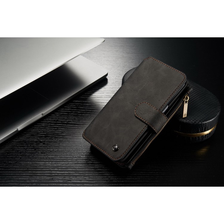 CASEME 14 Slots Destacáveis ??2-em-1 capa de carteira de couro dividida para Samsung Galaxy S7 edge G935 - Preto-6