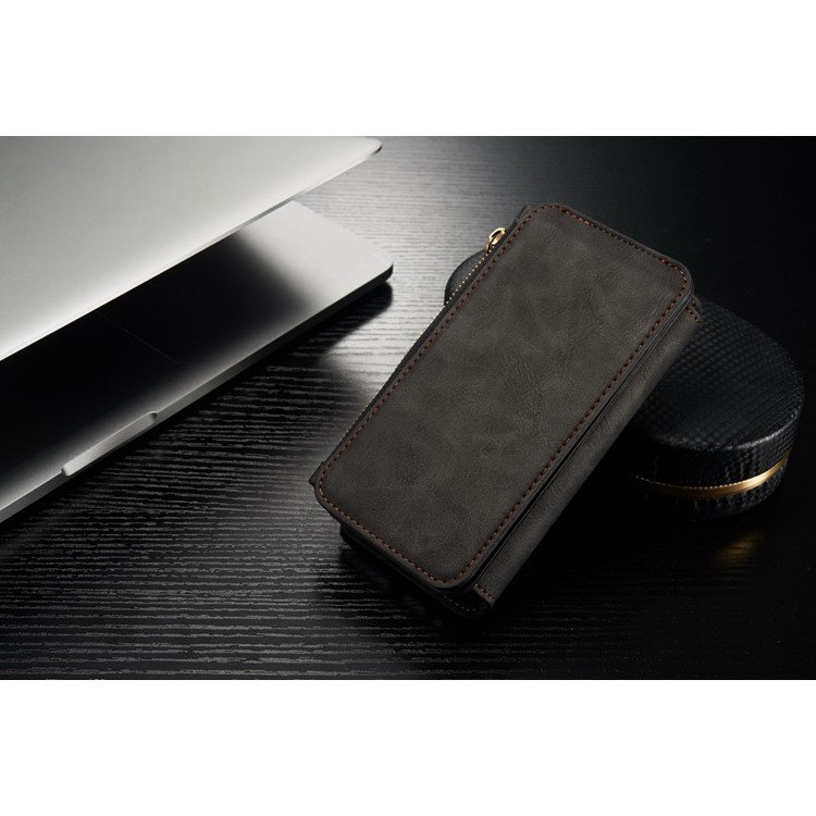 CASEME 14 Slots Destacáveis ??2-em-1 capa de carteira de couro dividida para Samsung Galaxy S7 edge G935 - Preto-7