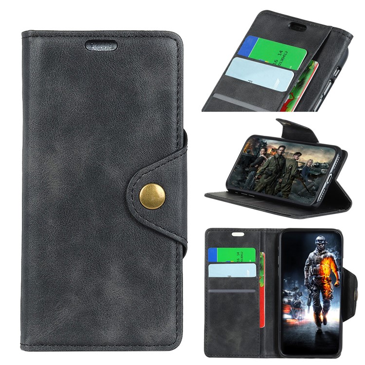 Wallet Stand PU Leather Phone Case for Samsung Galaxy A8s - Black-1