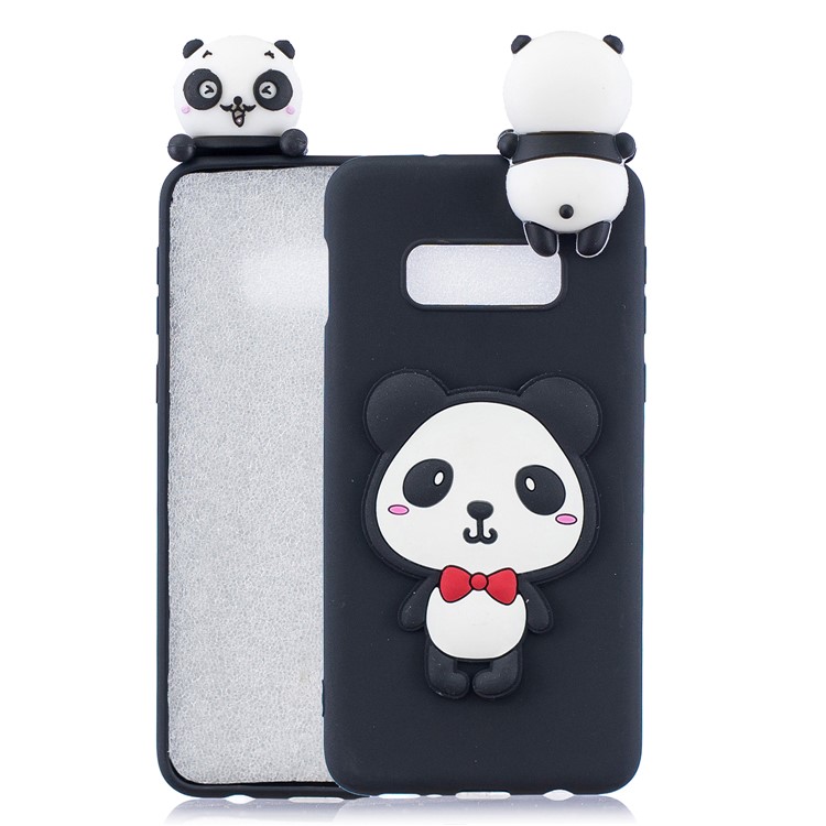 3D Pattern Soft TPU Back Case for Samsung Galaxy S10 Lite - Panda with Red Bowknot-1