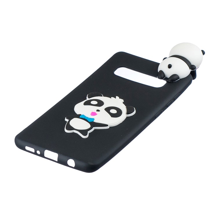 3D Pattern TPU Phone Case for Samsung Galaxy S10 - Panda with Blue Bowknot-4