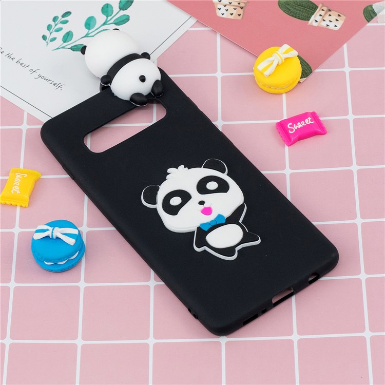 3D Pattern TPU Phone Case for Samsung Galaxy S10 - Panda with Blue Bowknot-7