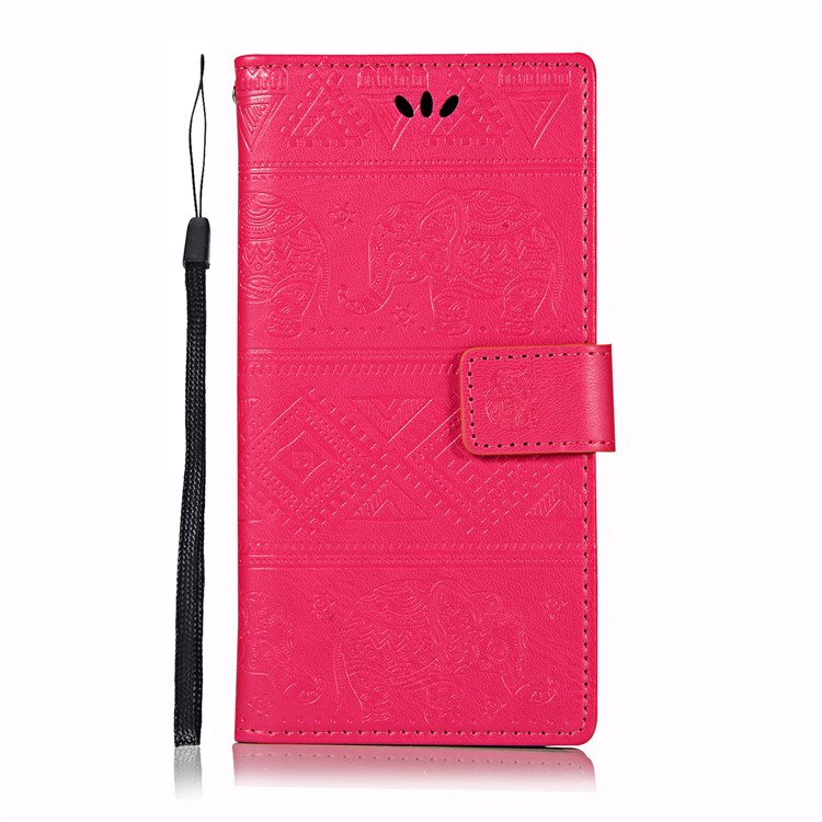 Imprint Elephant Leather Wallet Case for Samsung Galaxy S10 Plus - Rose-2