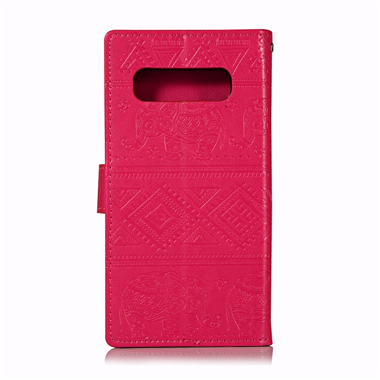 Imprint Elephant Leather Wallet Case for Samsung Galaxy S10 Plus - Rose-3