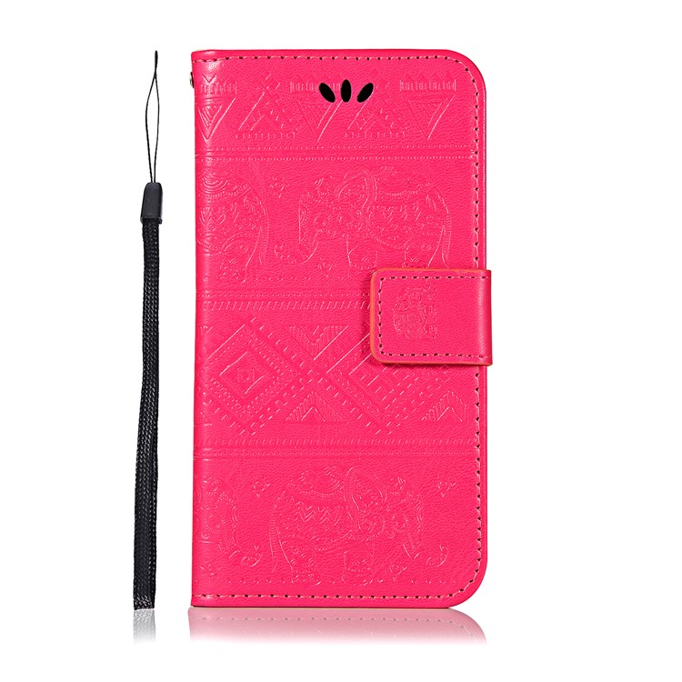 Imprinted Elephant Leather Wallet Case for Samsung Galaxy S10 Lite - Rose-2