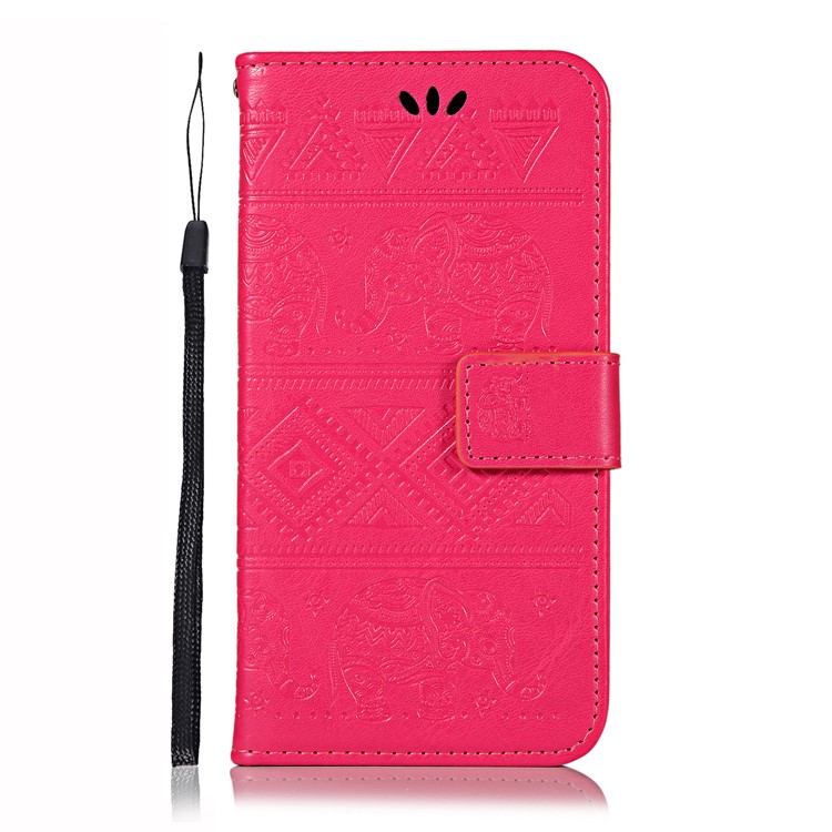 Imprint Elephant Leather Wallet Case for Samsung Galaxy S10 - Rose-2