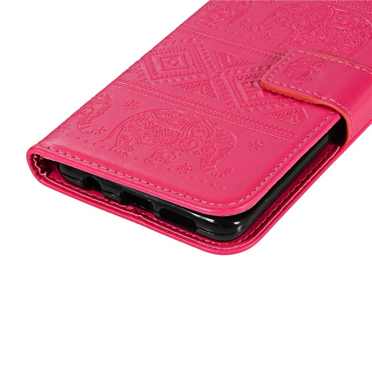 Imprint Elephant Leather Wallet Case for Samsung Galaxy S10 - Rose-7